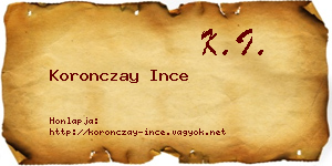 Koronczay Ince névjegykártya